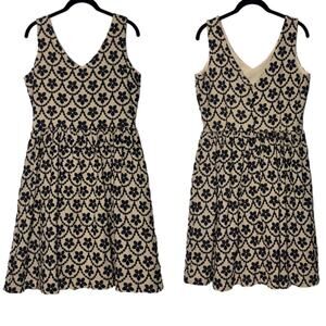 Sunday in Brooklyn Empire Dress Cream/Navy Embroidered Women's M Anthropologie
